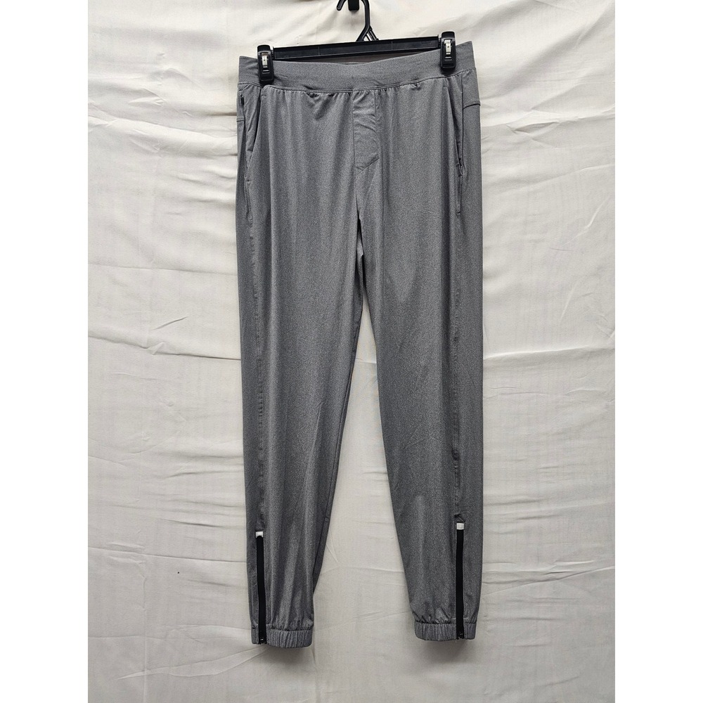 All in Motion Mens Tapered Ankle Zip Joggers Gray Polyester Blend Size Medium